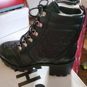 Black combat boots laces and hooks